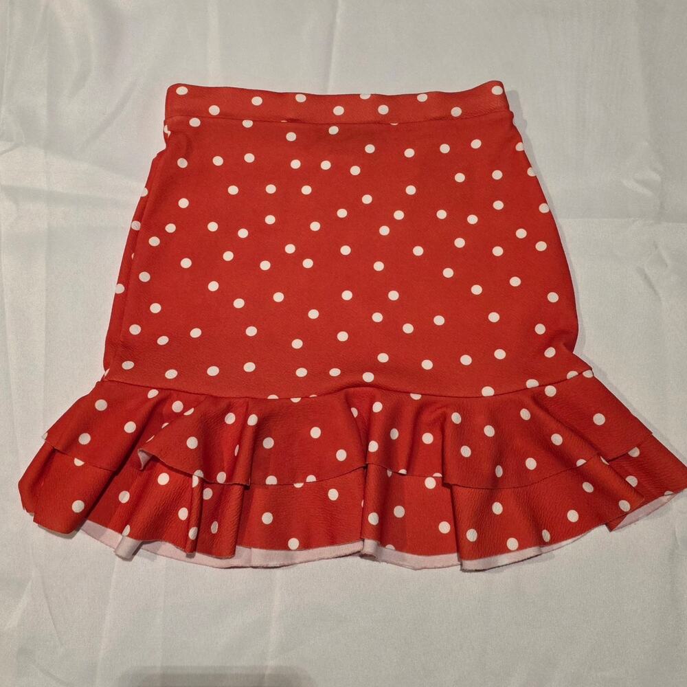 Nasty Gal Size 2 Womens Polka Dot Red-Orange Mini Skirt Stretchy